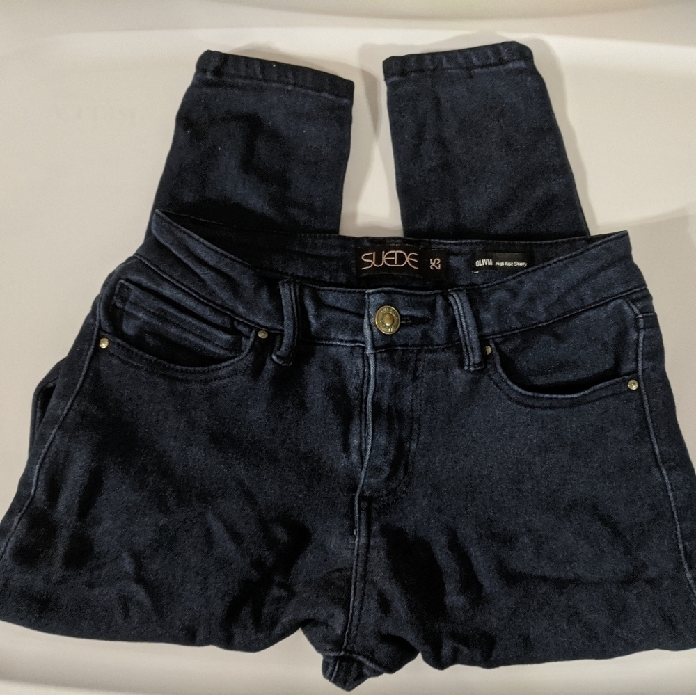 𝅺Suede Olivia High Rise Skinny Dark Wash Denim Jeans - sz 25
